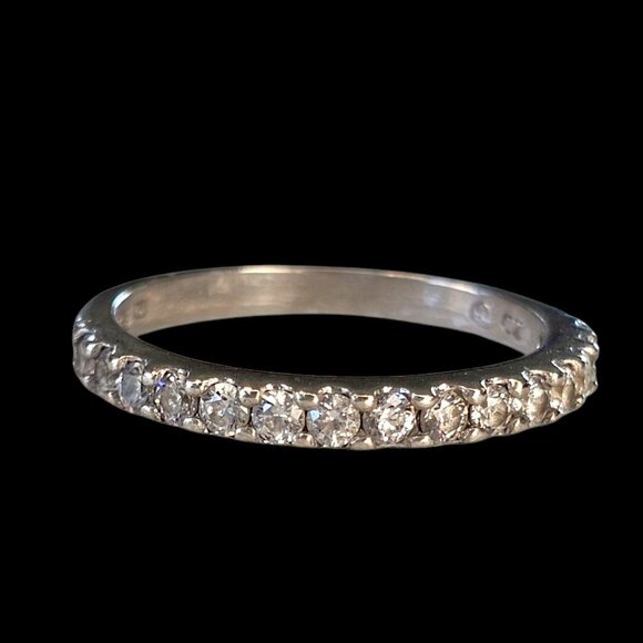 Sterling Silver Half Eternity Ring Sz 7 Gift For Her Anniversary Stackable 2 mm - Picture 3 of 8
